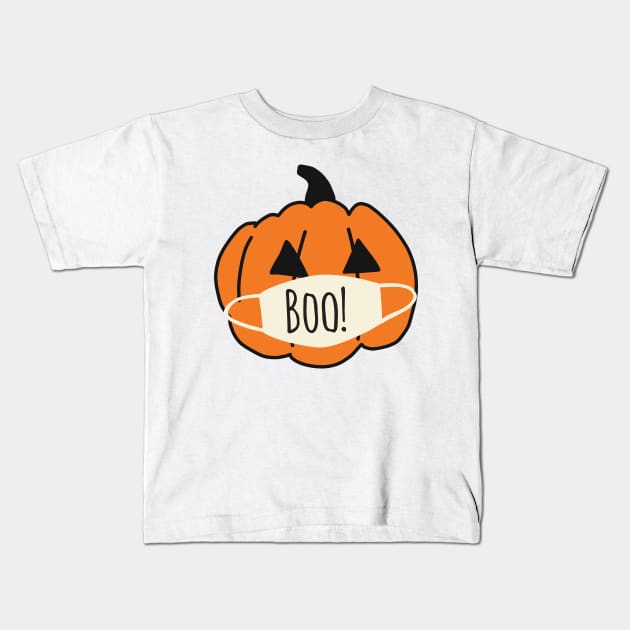 Halloween 2020 Pumpkin With Coronavirus Face Mask Edit View Kids T-Shirt by Sandra Hutter Designs